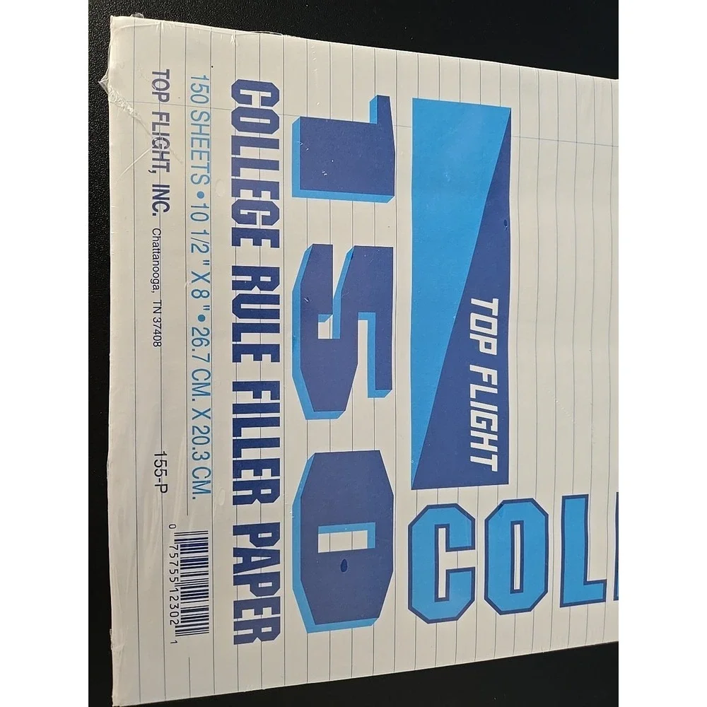 Top Flight Filler Paper, 10.5 x 8 Inches, College Rule, 150 Sheets‎ Sealed NOS